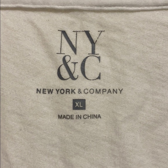 New York & Company White Tee Shirt with Sequins - Picture 2 of 6